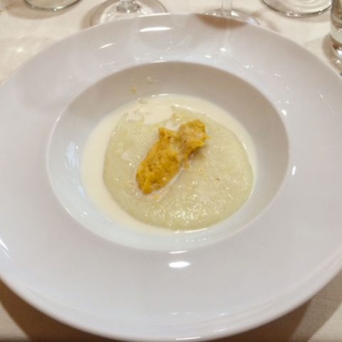 Piatto selezionato: Zuf friulano di zucca, polenta e latte con stoccafisso